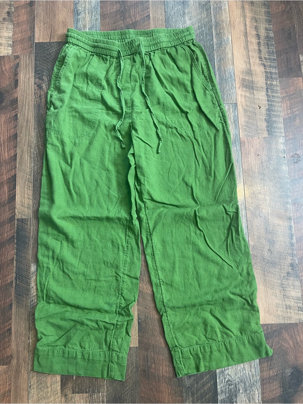 Banana Republic Factory Linen Blend Green Straight High-Rise Pants